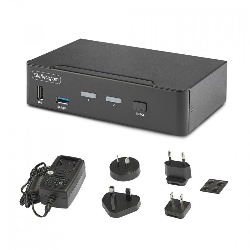 StarTech.com Switch KVM DisplayPort 2 Ports - 8K 60H/4K 144Hz, Écran Unique, DisplayPort 1.4, 2 Ports USB 3.0, 4x USB