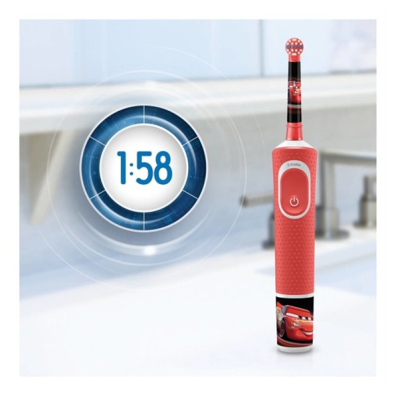 Oral-B Kids Electric Toothbrush Disney Cars Child Rotating toothbrush Red