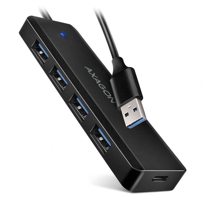 AXAGON HUE-C1A Superspeed USB-A Travel Hub, 4x USB 3.0 - 20cm, schwarz