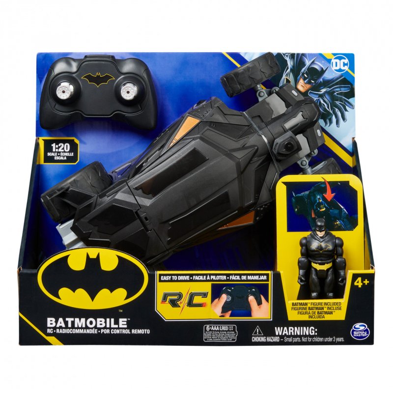 DC Comics BATMAN - Batmobile RC 1:20 Figurine Batman 10 cm - Voiture Télécommandée Echelle 1:20 - Technologie 2,4