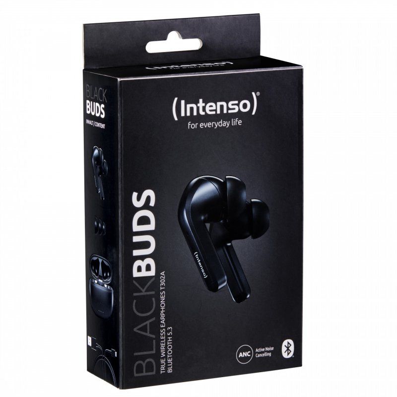 Intenso Black Buds T300A Écouteurs Ecouteurs Appels/Musique/Sport/Au quotidien Noir