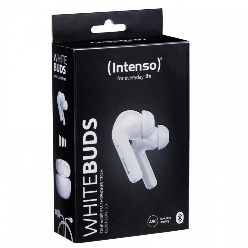 Intenso White Buds T302A Écouteurs Ecouteurs Appels/Musique/Sport/Au quotidien Blanc