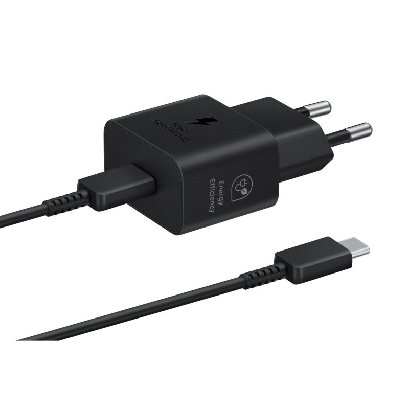 Samsung Schnellladegerät, USB-C, 25W mit Datenkabel, Schwarz