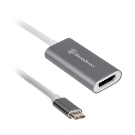 Silverstone SST-EP07C-E - USB 3.1 Type C auf HDMI V2.0b Adapter - grau