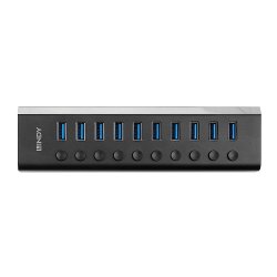 Lindy 10 Port USB 3.0 Hub with On/Off Switches USB 3.2 Gen 1 (3.1 Gen 1) Type-B 5000 Mbit/s Black