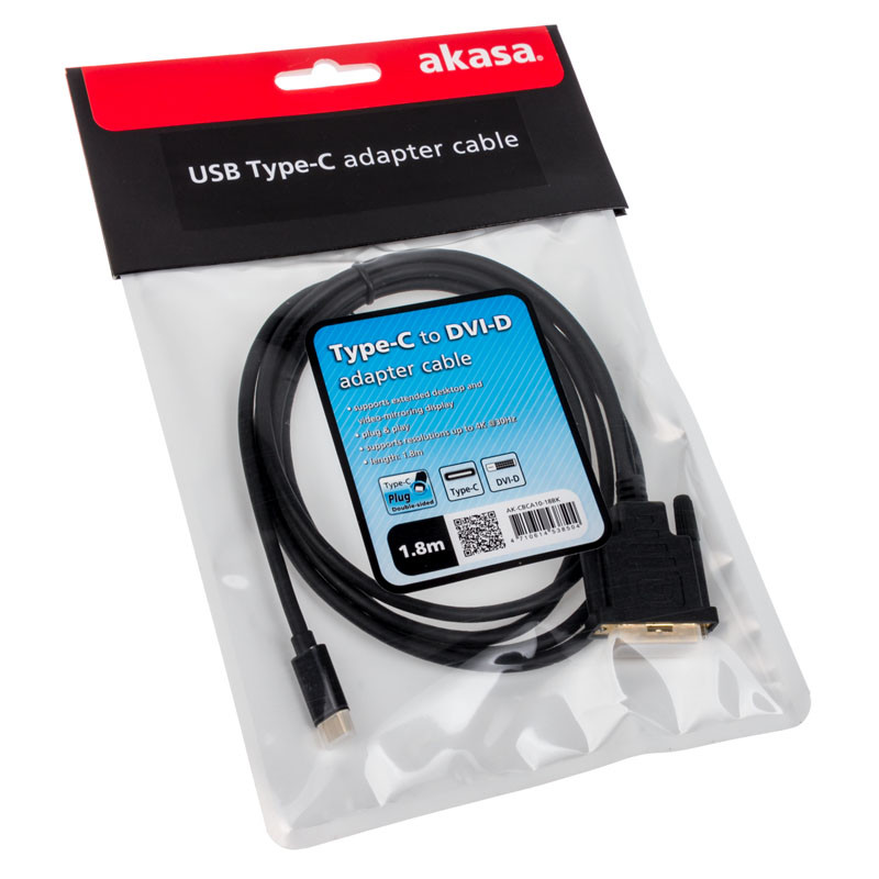 Akasa compatible Typ C Adapter Kabel auf DVI - schwarz