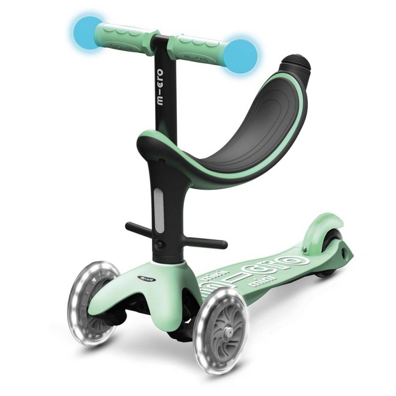 Micro Mobility Micro Mini2Grow Deluxe Magic LED Enfants Trottinette à trois roues Couleur menthe