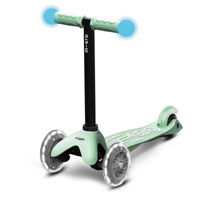 Micro Mobility Micro Mini2Grow Deluxe Magic LED Enfants Trottinette à trois roues Couleur menthe