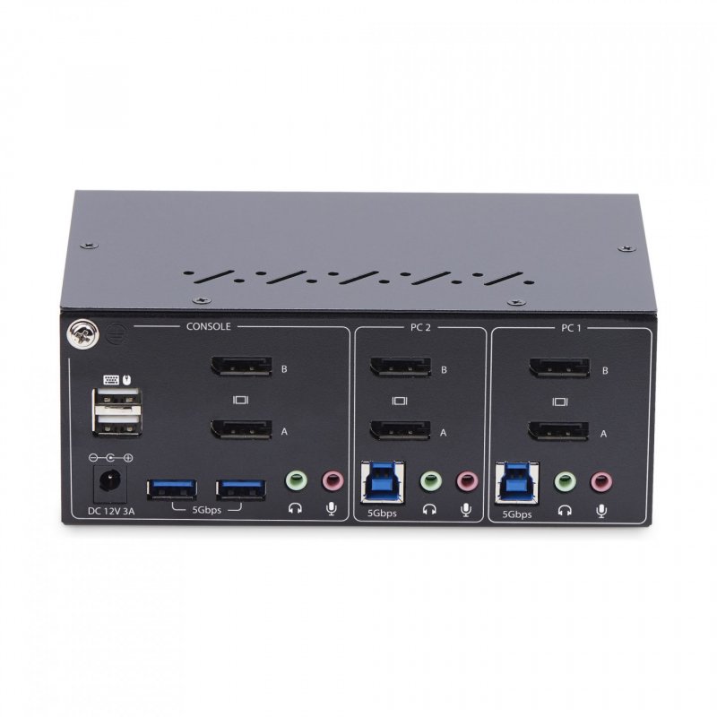 StarTech.com 2-Port Dual-Monitor DisplayPort KVM Switch, 4K 60Hz, 2x USB 5Gbps Hub Ports, 2x USB 2.0 HID Ports, Hotkey