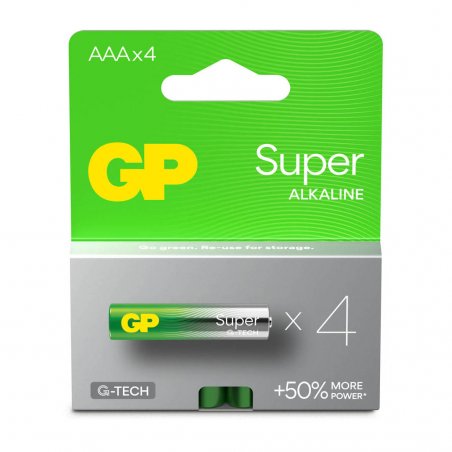 Pack De 4 Piles GP Batteries AAA/LR03 - Alcaline Super - G-Tech - Carton FSC