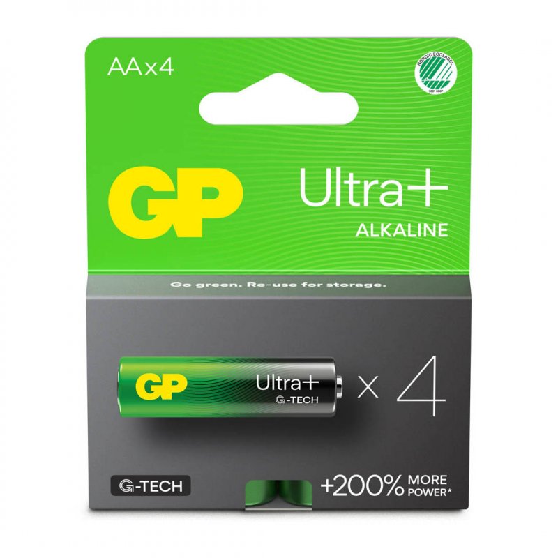 Pack De 4 Piles GP Batteries AA/Lr6 - Ultra Plus - G-Tech - Carton FSC