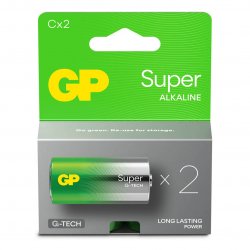Pack 2 Piles GP Batteries C Super Alcaline LR14 - 1,5V - G-Tech - Carton FSC