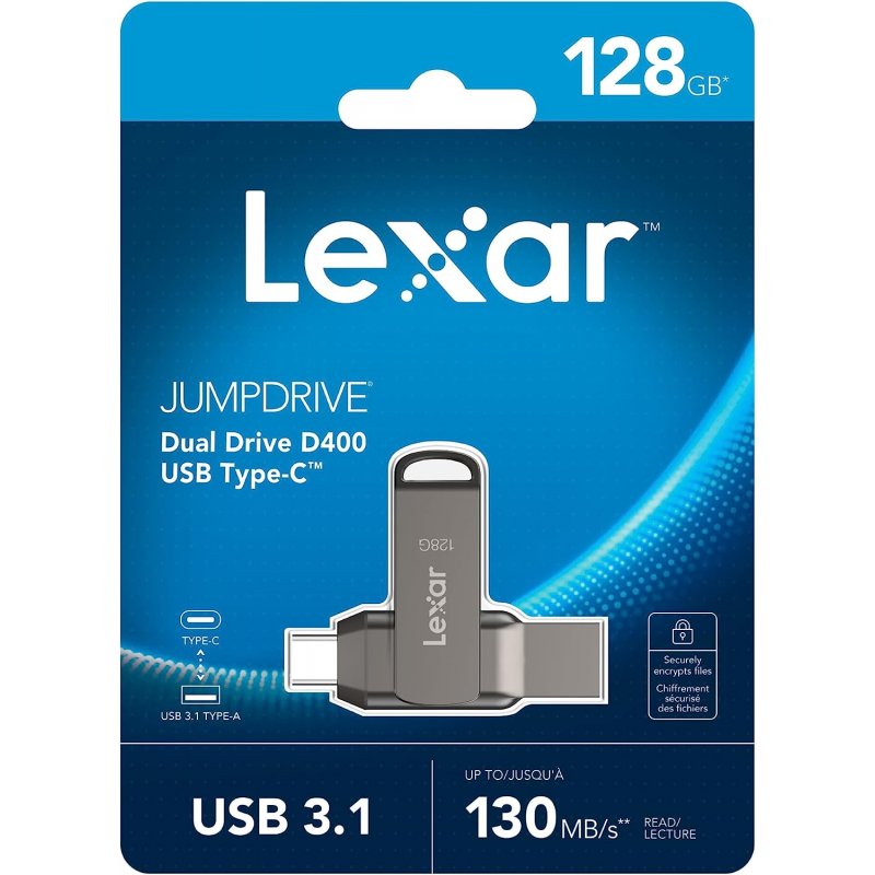 Clé USB 3.1 Lexar JumpDrive D400 - 128Go (Gris)