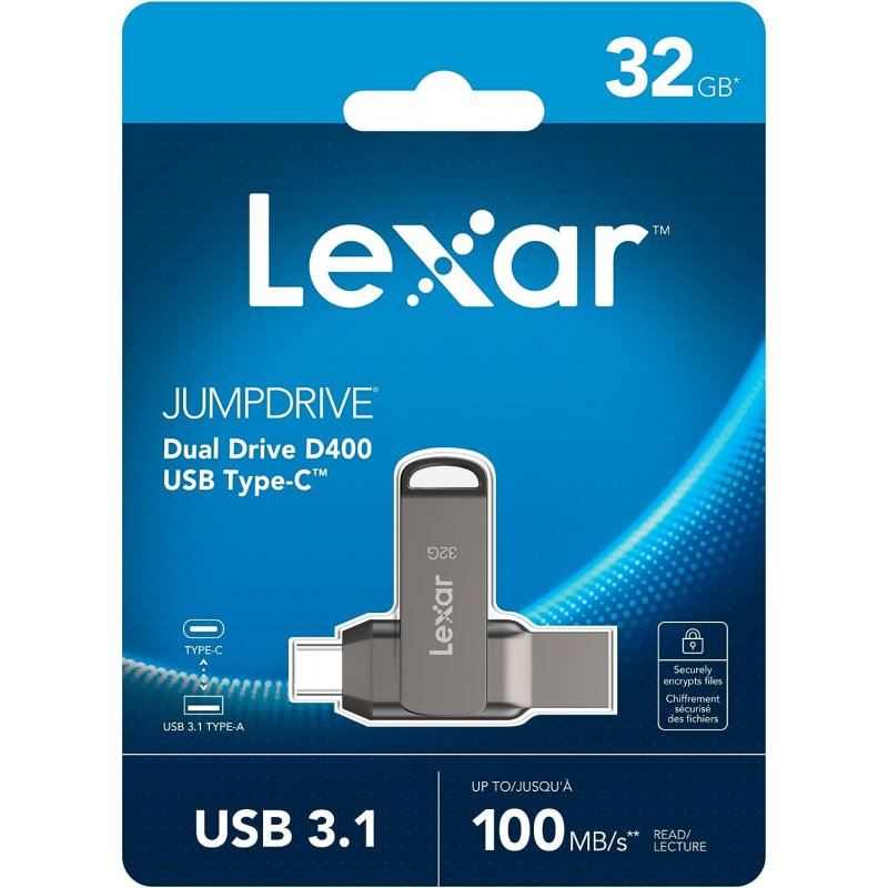 Clé USB 3.1 Lexar JumpDrive D400 - 32Go (Gris)