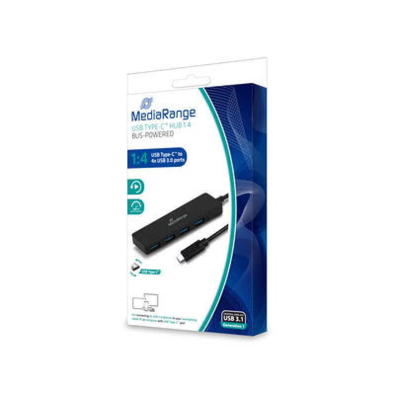 MediaRange MRCS508 hub & concentrateur USB 3.2 Gen 1 (3.1 Gen 1) Type-C 5000 Mbit/s Noir