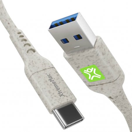 Eco Câble Xtrememac USB-C vers USB-A - 1 mètre - Biodégradable - Ultra-résistant - Blanc