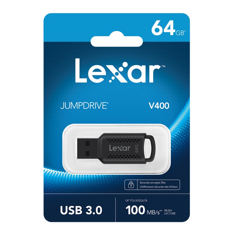Clé USB 3.0 Lexar JumpDrive V400 - 64Go (Noir)