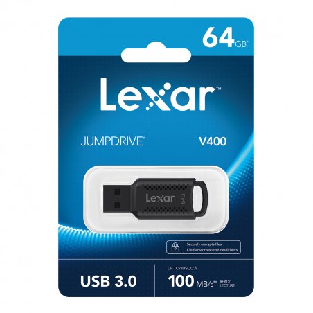 Clé USB 3.0 Lexar JumpDrive V400 - 64Go (Noir)