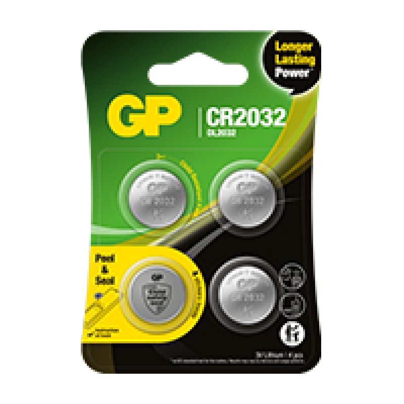 Pile bouton GP Batteries CR2032-Pack de 4 - Safety seal