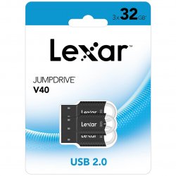 Pack 3 clés USB Lexar JumpDrive V40 - 32Go - USB 2.0 - Plug and Play - Pratique et fiable - Noir