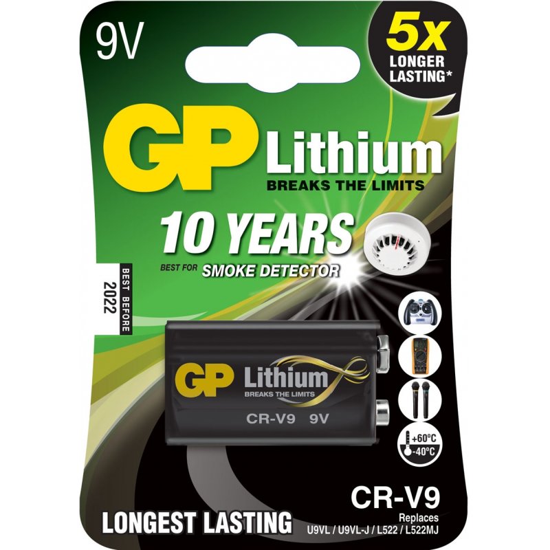 Blister de 1 pile GP Batteries 9V Lithium - Format U9VL