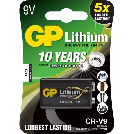 Blister de 1 pile GP Batteries 9V Lithium - Format U9VL