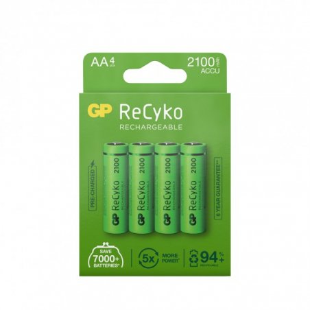 GP - Pack de 4 piles rechargeable Recyko AA 2000mAh