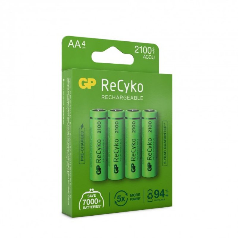 GP - Pack de 4 piles rechargeable Recyko AA 2000mAh