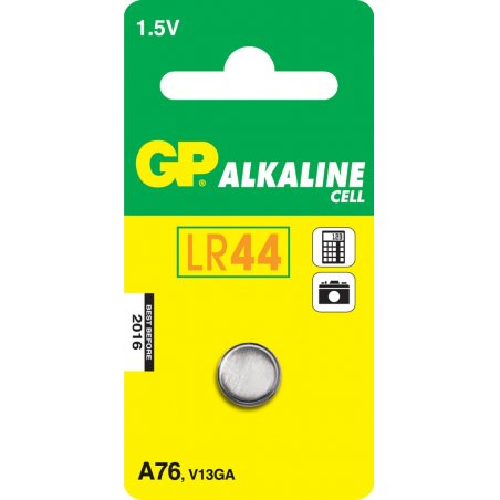 GP A76 - Pack de 1 pile bouton Alkaline - LR44 - V13GA - Pack de 1 pile