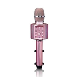 LENCO BMC-090PK - Microphone sans-fil pour Karaoké - Fonction haut-parleur et éclairage - Rose