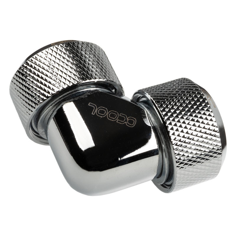 Alphacool compatible Eiszapfen Adapter 90 Grad 16mm AD auf 16mm AD Hardtube - silber glänzend