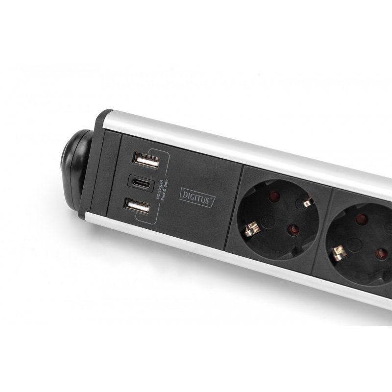 Digitus 6-way office power strip with 3x USB ports