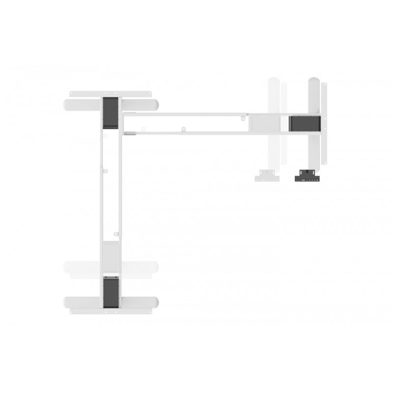 Digitus Piètement de table réglable en hauteur électriquement, forme en L à 90°, 3 moteurs, 2 positions, blanc