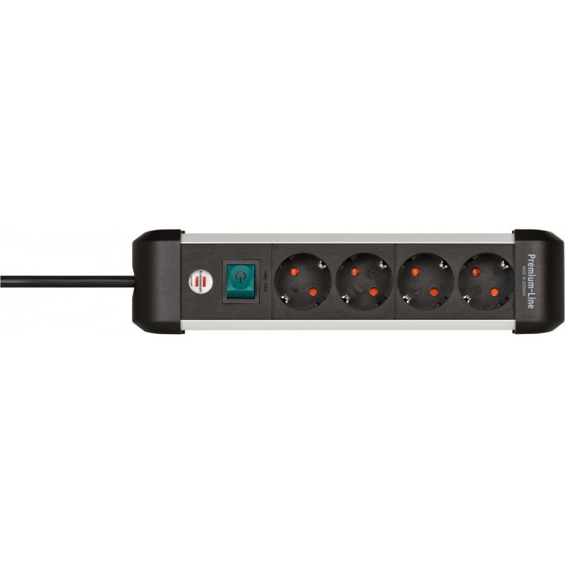 Brennenstuhl 1391030400 power extension 1.8 m 4 AC outlet(s) Indoor Black, Silver