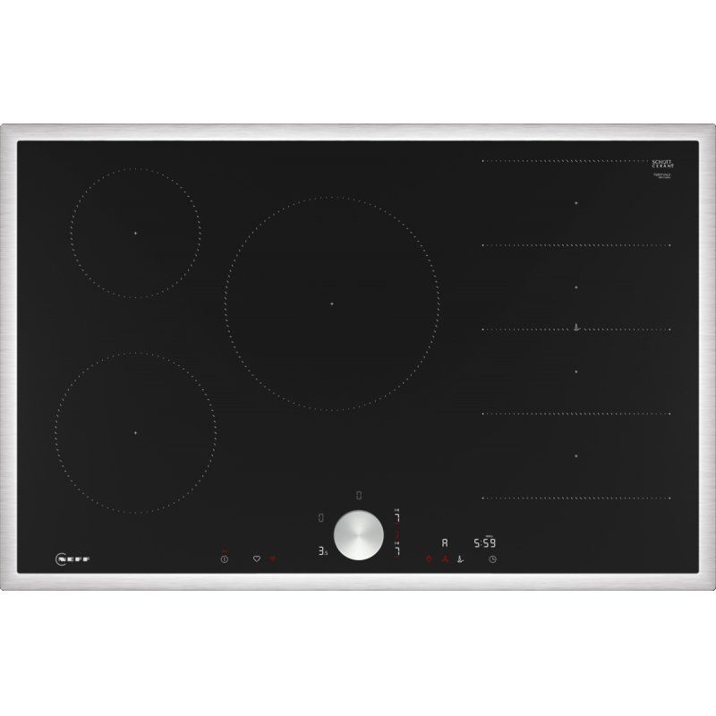 Neff T68STV4L0 plaque Noir, Acier inoxydable Intégré 80 cm Plaque avec zone à induction 5 zone(s)