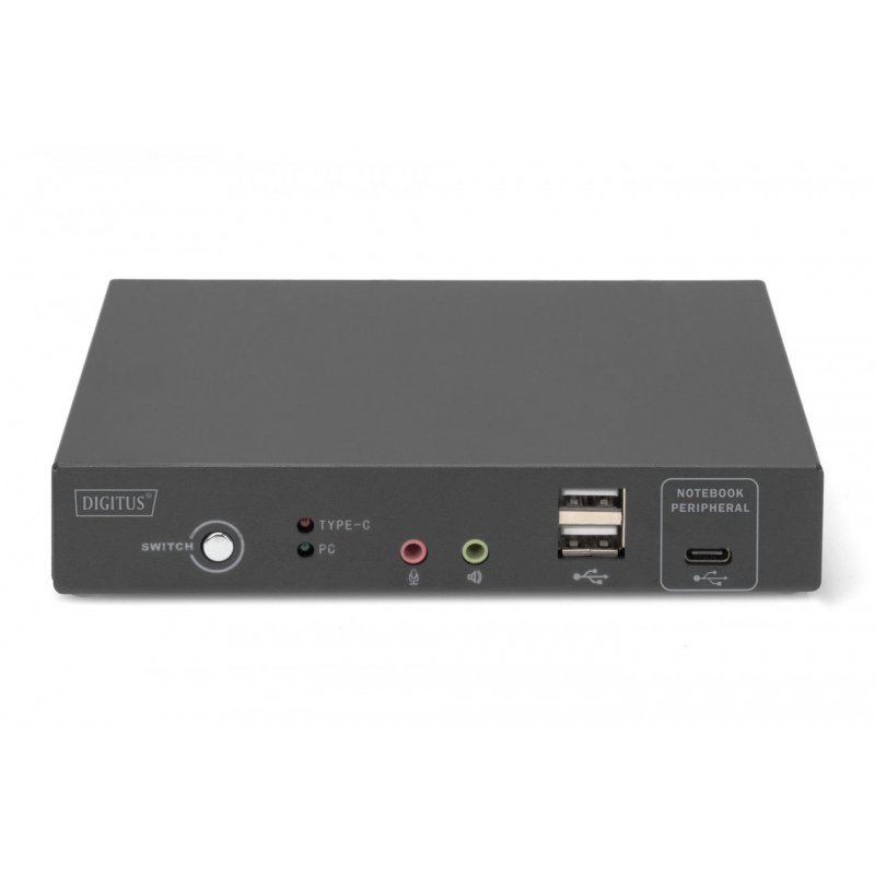 DIGITUS DS-12901 - KVM-/Audio-/USB-Switch - 4k30hz, usb-c/usb/hdmi in, hdmi out, network - 2 Anschlüsse