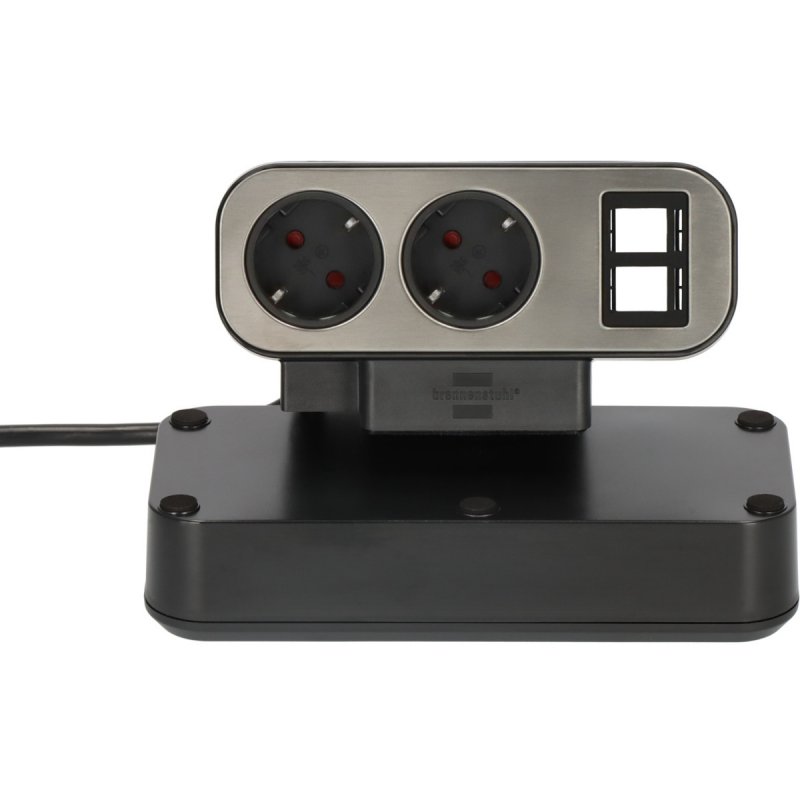 Brennenstuhl estilo Duplex Tischsteckdosenleiste, 2m, 2x Keystone Module, 10x Schutzkontakt-Steckdosen, silber/schwarz