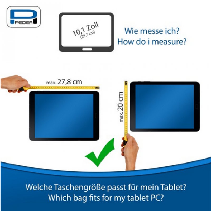 PEDEA Tablet Tasche 10,1 - 11 Zoll (25,6 - 27,96 cm) FASHION Schutzhülle mit Zubehörfach