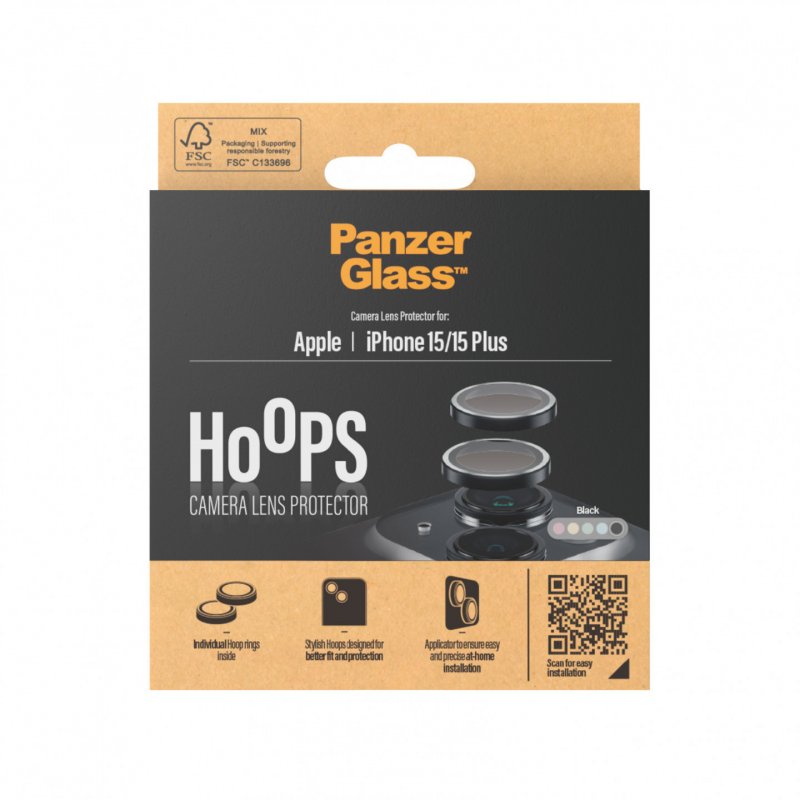 PanzerGlass ™ Hoops Camera Lens Protector iPhone 15 | 15 Plus | Black