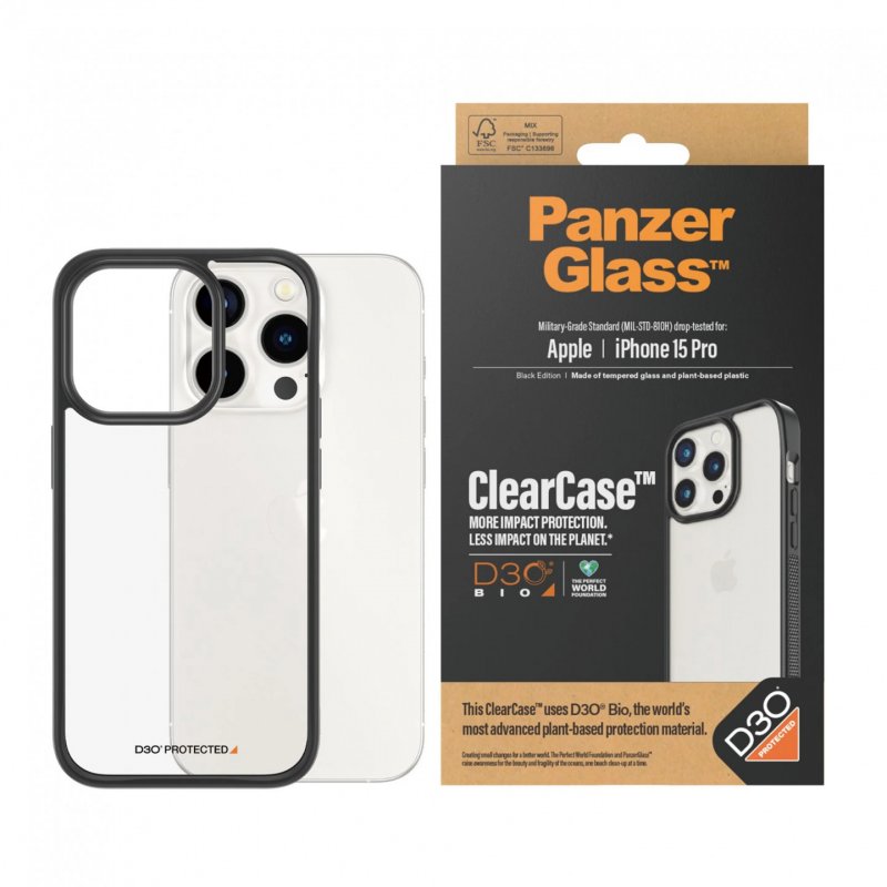 PanzerGlass ClearCase mobile phone case 15.5 cm (6.1") Cover Black, Transparent