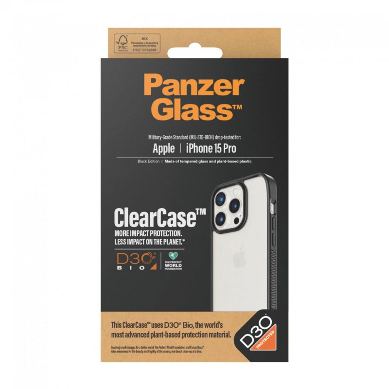 PanzerGlass ClearCase coque de protection pour téléphones portables 15,5 cm (6.1") Housse Noir, Transparent