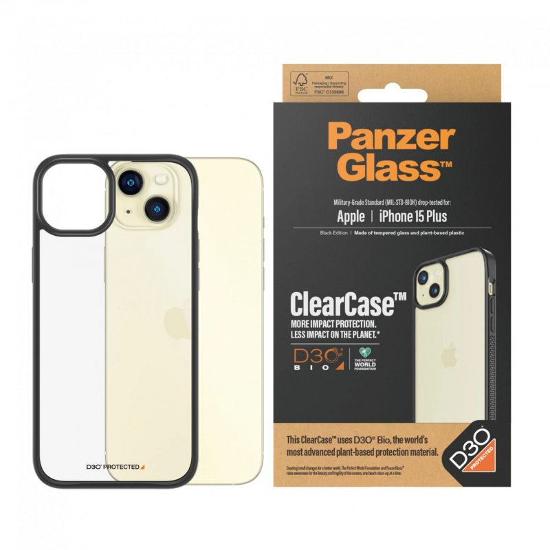 PanzerGlass ClearCase mobile phone case 17 cm (6.7") Cover Black, Transparent