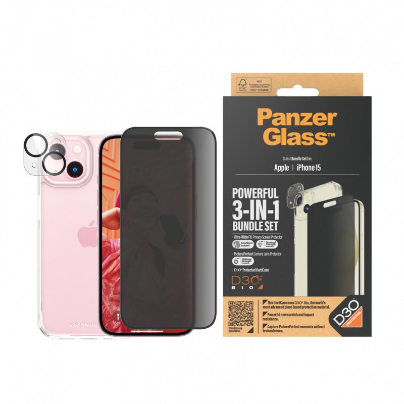 PanzerGlass Privacy 3-in-1-Pack iPhone 2023 6.1 Protection d'écran transparent Apple 1 pièce(s)