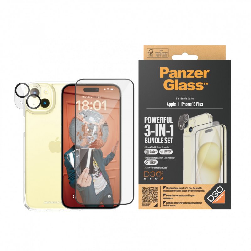 PanzerGlass™ 3-in-1 Set iPhone 15 Plus
