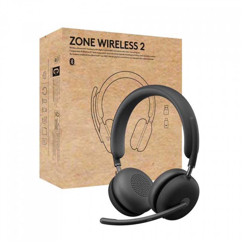 HEADSET LOGITECH ZONE WRLS 2 UC GRAPHITETEAMS 2.4GHZ/BT N/A 914