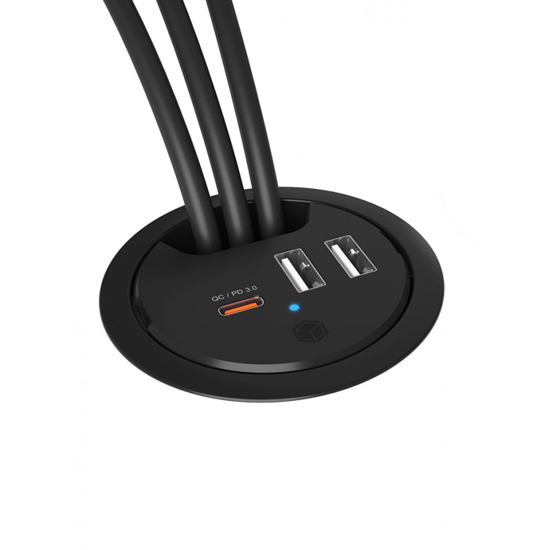 ICY BOX In-Desk USB Charger with Power Delivery & Quick Charge