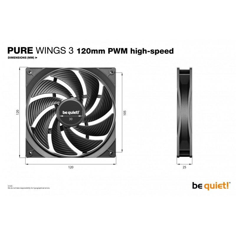 be quiet! Pure Wings 3 PWM HS 120x120x25 (schwarz)