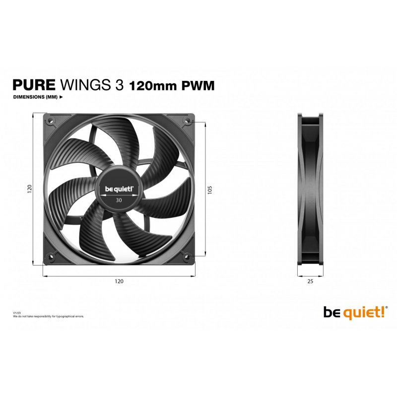 be quiet! Pure Wings 3 PWM 120x120x25 (schwarz)
