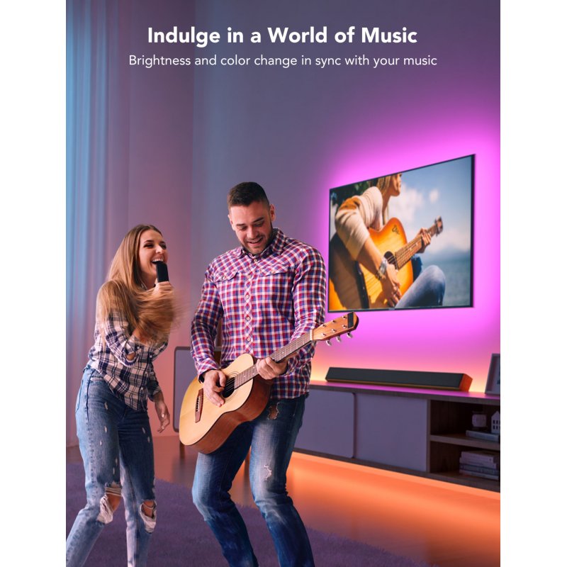STOCK1 - Govee RGB Bluetooth LED Backlight For TVs 46-60 Inches Eclairage intelligent par bande Blanc