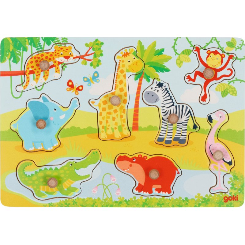 GOKI - African baby animals, Lift out puzzle - (57397)